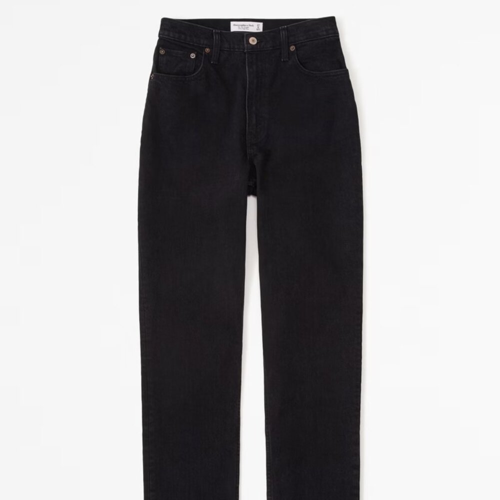 Abercrombie & Fitch Curve Love Ultra High Rise 90s Straight Jean (Black) (29/8R)
